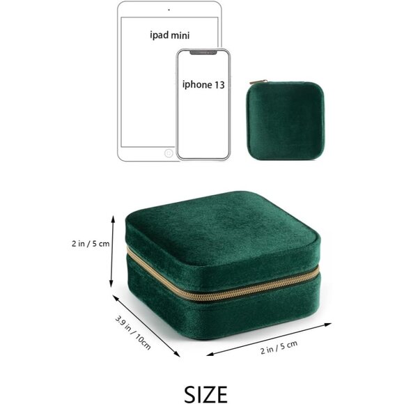 Plush Velvet Jewelry Travel Case,Small Jewelry Box,Traveling Jewelry Organizer,P - Picture 3 of 7